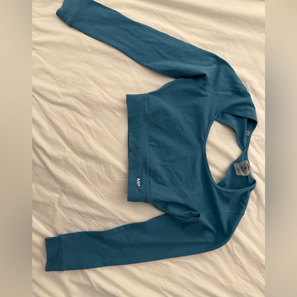 MyProtein workout outfit, leggings, sport bra, long sleeve, shorts. Blue, size M - Picture 9 of 9